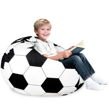 Imagem de Aucern Cadeira de pufe de futebol de 2,5 m para crianças com enchimento de espuma de memória, poltrona com capa de veludo macio, pufe para sala de estar, presente de aniversário para meninos e meninas