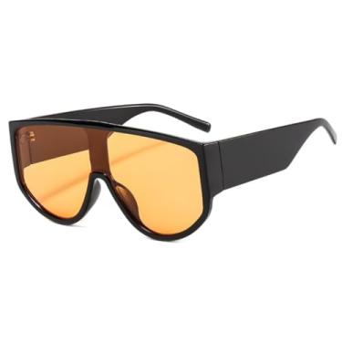Imagem de HCHES Óculos de Sol Grandes e Leves Femininos Bege Luxo Masculino Grande com Lentes Degradê UV400 (Laranja)