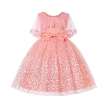 Imagem de Vestido De Princesa Rosa Com Poás E Renda Para Meninas, Ideal Para Ani