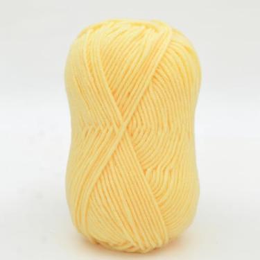 Imagem de Fio de algodão de leite de 4 camadas para crochê – fio de tricô macio para amigurumi, chinelos, cobertores e projetos de artesanato DIY (16 amarelo claro)