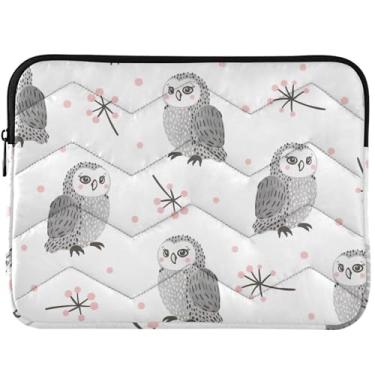Imagem de Capa protetora personalizada com corujas cinzas brancas para notebook capa protetora para notebook linda estampa fofa capa universal para laptop 13-14 polegadas