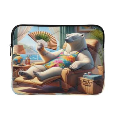 Imagem de Bolsa de trabalho tropical charmosa urso polar, bolsas para laptop de 13 a 13,3 polegadas para homens, bolsas médias para professores, Urso polar charmoso tropical, Medium