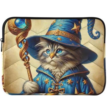 Imagem de Capa divertida para notebook com estampa de gato de Halloween para MacBook Air de 13 polegadas, capa universal para laptop de 13 a 14 polegadas, fofa