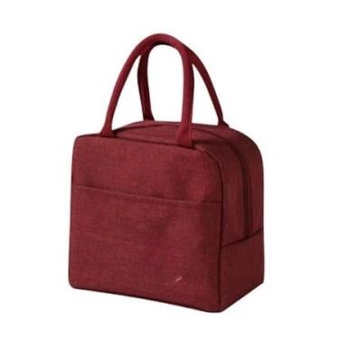 Imagem de Bolsa Térmica Portátil de Mão Lancheira Marmita Viagem Piquenique Prático (VINHO)