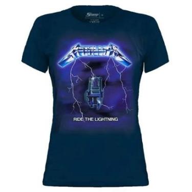 Imagem de Camiseta Baby Look de Banda Metallica Stamp em Algodão Manga Curta Gola Redonda-Feminino