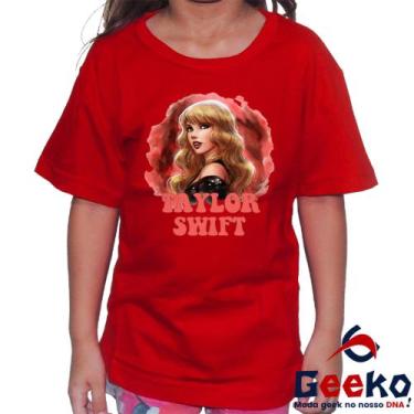 Imagem de Camiseta Infantil Taylor Swift 100% Algodão Geeko Pop, Vermelho, 8