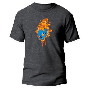 Imagem de Camiseta Basica Algodão Premium Estampada Caveira Laranja - Pavesi, Gr