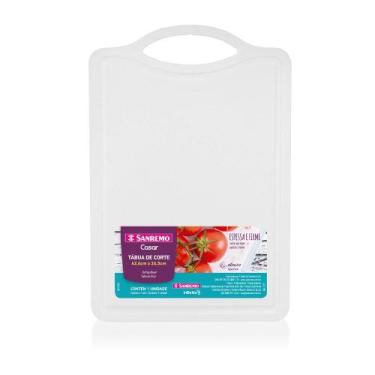 Imagem de Tábua de Corte Plástica Extragrande Branca 42,6cmx26,5cm Casar Sanremo