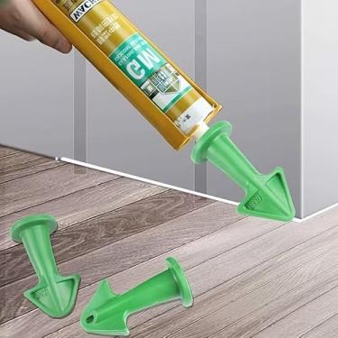Imagem de 3 peças de ferramentas aplicadoras de bicos de silicone - plástico durável, alça de fácil aderência para limpeza de piso e espátula de sujeira de junta de azulejo, ideal para aplicação de selante