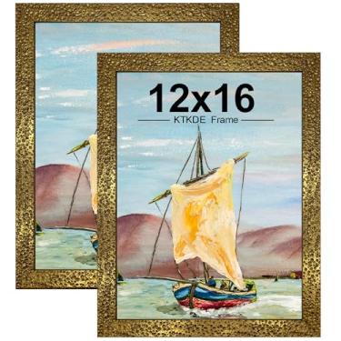 Imagem de KTKDE Conjunto de 2 porta-retratos de 30,5 x 40,6 cm, molduras ornamentadas vintage douradas – Moldura antiga de 30,5 x 40,6 cm, para decoração de parede rústica dourada, decoração de parede retrô