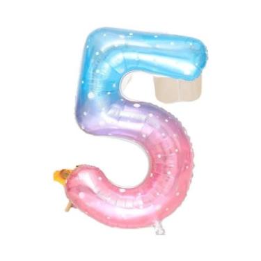 Imagem de Balões De Folha Gigantes De 40 Polegadas Com Números, Cor Gradiente Cé