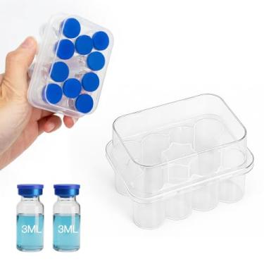 Imagem de Estojo de armazenamento de peptídeos para frasco de 3 ml — Bolsa organizadora de insulina e peptídeos com 10 compartimentos para geladeira, suporte de caixa protetora transparente para frascos de