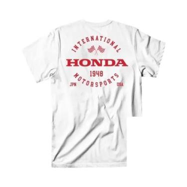 Imagem de Camiseta Masculina Retrô De Corrida De Moto Com Gola Larga Estampada H