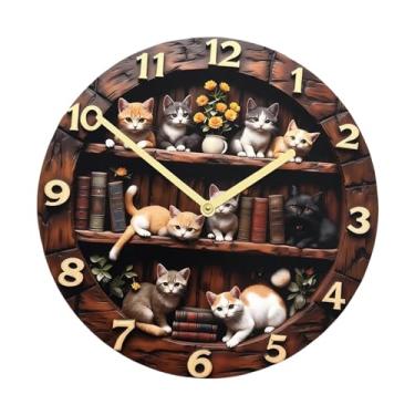 Imagem de Generic Relógio de parede decorativo com estampa de gato para pendurar em bar ou escritório, Sx3 30cm