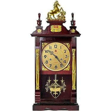 Imagem de Relógios de cornija antigos, relógio de avô com sinos, relógio de mesa digital de pêndulo de metal, casa de fazenda, relógio de lugar para sala de estar relatar decoion pontualmente||A