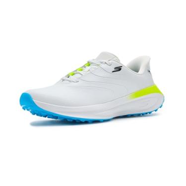 Imagem de Skechers Tênis de golfe masculino Flow Slip-in Spikeless, Branco/azul/amarelo, 40