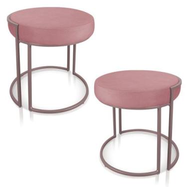 Imagem de Kit 02 Puffs Love Suede Rose Base Industrial Rose - D'Rossi