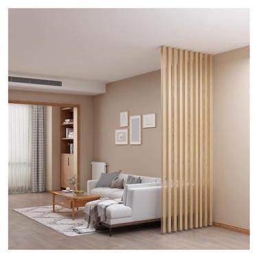 Imagem de Divisória de madeira para sala de estar, escritório, varanda - Poste de separação alto com ripas (bege, 110 x 240 cm / 44 x 95 pol)