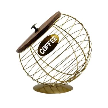 Imagem de Organizador de cápsulas de café – estação de ferro de chanfrada – com tampa para armazenamento de cápsulas de café de grande capacidade | para decoração de mesa, bar, fruta, banana, pera