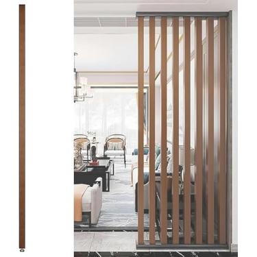 Imagem de Divisória de sala de ripas de madeira - Divisória de 60 a 2,4 m de altura para sala de estar, escritório, restaurante - Coluna de decoração moderna do chão ao teto (1 pacote, 170 cm)