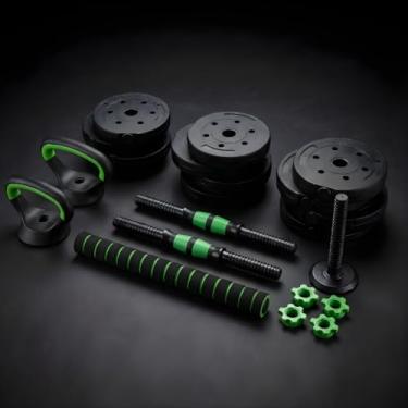 Imagem de Halteres Barra Anilha Regulável Kit 6 em 1 Academia Anilhas Halter 20kg Dumbell Kettlebell
