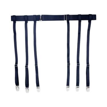 Imagem de Cinto De Ligas Elástico Ajustável Preto Feminino Com 4/6 Clipes De Met