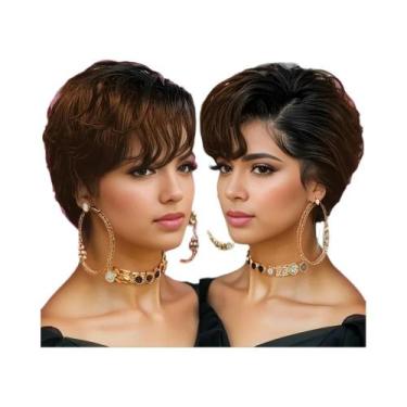 Imagem de Peruca Feminina De Cabelo Humano Com Renda Frontal 13x4, Corte Pixie, 