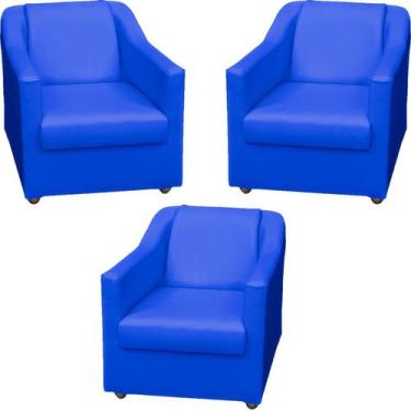 Imagem de Kit 3 Poltronas Decorativas Para Sala Recepção Manicure Escritório Con