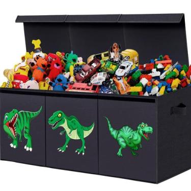 Imagem de Caixa Organizadora de Brinquedos ANNKIE Dobrável Dinossauro 103x36x42 