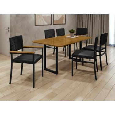 Imagem de Conjunto Área Gourmet 6 Cadeiras 1,60x0,90m Itália Paonanda - Paonanda