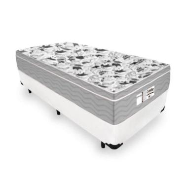 Imagem de Cama Box Solteiro Tecido Sintético Branco com Colchão De Molas Ensacadas - Probel Evolution