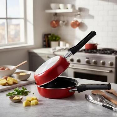 Imagem de Omeleteira Dupla 14cm Antiaderente Hambúrguer Batata Rosti - Nacional