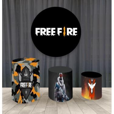 Imagem de Painel Redondo 1,50m E Trio Capa De Cilindro Free Fire Mod.7 - Fantasi