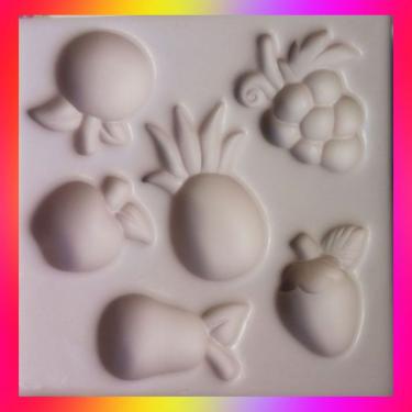 Imagem de Molde Silicone Frutas Abacaxi Morango Uva Laranja Pera Maça