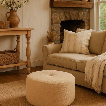 Imagem de Puff Orgânico 100 Cm X 42 Cm Bouclê Rita Bege