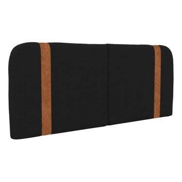 Imagem de Cabeceira Painel Orgânico Cama Box Casal Padrão Flay 140cm Dobrável Bouclé Preto - Abmaza