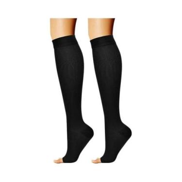 Imagem de Meias De Compressão Unissex Até O Joelho Com Pressão Graduada E Ponta 