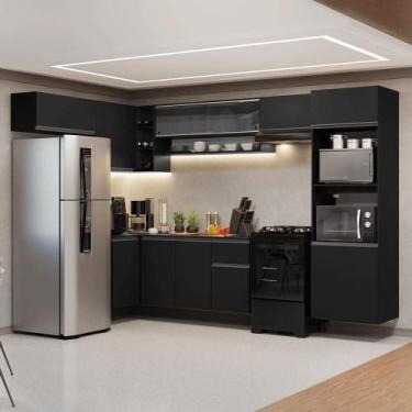 Imagem de Armário de Cozinha Completa de Canto Suspenso 465 cm Preto Nice Madesa