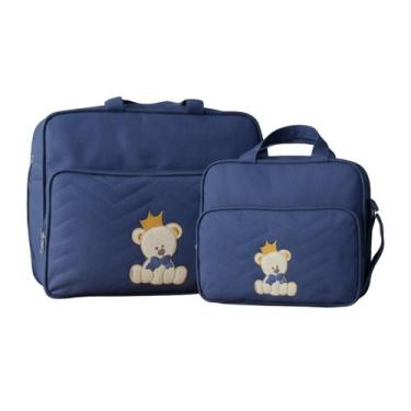 Imagem de Kit Bolsa e Frasqueira Bordada Saída Maternidade Urso Ursa Rei - Xukin