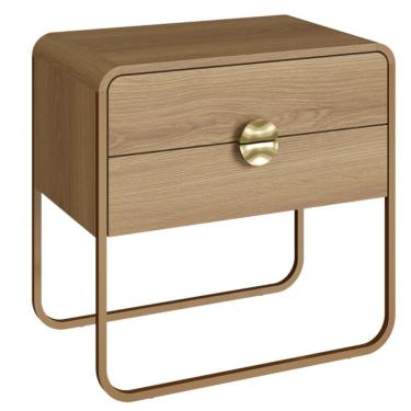Imagem de Mesa de Cabeceira Luna 2 Gavetas MDF Contemporâneo Amadeirado Hanover com Corrediças Te...