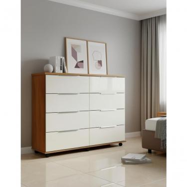 Imagem de Cômoda Gaveteiro Grande 8 Gavetas Com Rodízios Cedro Areia Repleta