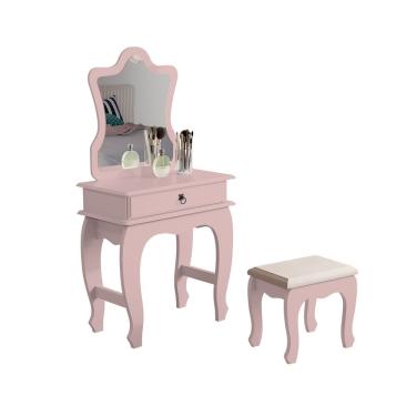 Imagem de Penteadeira Infantil Baby Jb 7200 Luxo Rose 1 Gaveta com Espelho 100% MDF Rosê