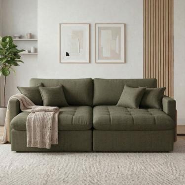 Imagem de Sofá Cama 3 Lugares Retrátil Reclinável 220cm Atena Verde