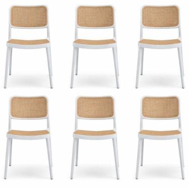 Imagem de Kit com 6 Cadeiras para Sala de Jantar Mera Branco/Bege
