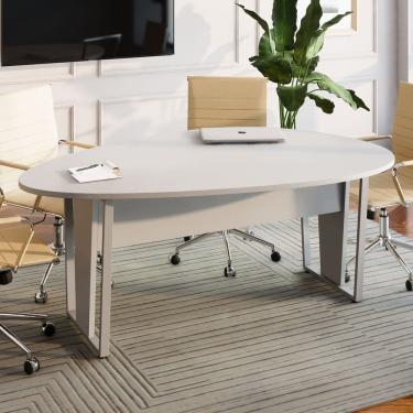 Imagem de Mesa de Reunião para Escritório 1,80mx1,10m Orgânica com Pés em Metal Corporate F5 Cinza