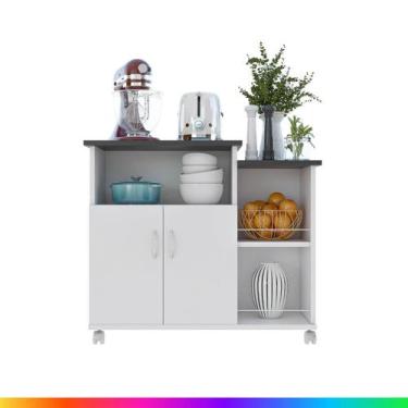 Imagem de Armário Balcão 2 Portas Com Rodinhas Multiuso Com Prateleira - Móveis 