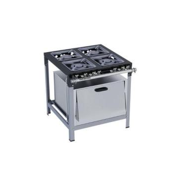 Imagem de Fogão Industrial 4 bocas 30X30 com Forno Luxo Metalmaq