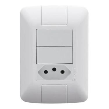 Imagem de Interruptor Aria 2 Simples + Tomada 10a Com Placa Tramontina - Congrat