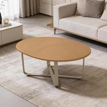 Imagem de Mesa de Centro Orgânica Para Sala Living Baixa Tannat L06 Couro Marrom