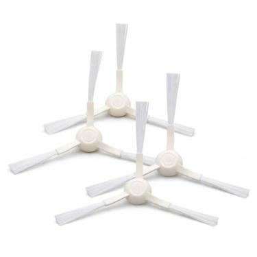 Imagem de Kit 4 Escovas Laterais Robô Aspirador Xiaomi 3 Pontas Branca Compatíve